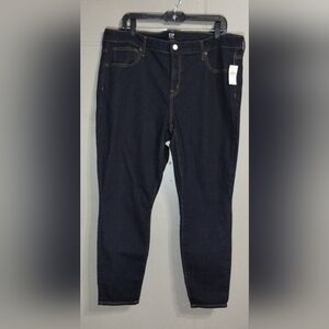 Gap Jeans Women's (20) Dark Blue Curvy True Skinny Denim, Mid Rise Stretch